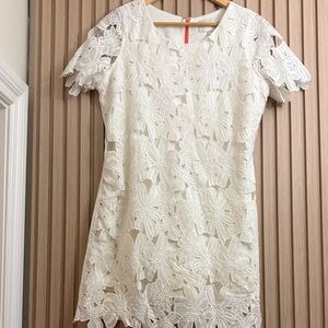 J.O.A. White Floral Lace Mini Dress
